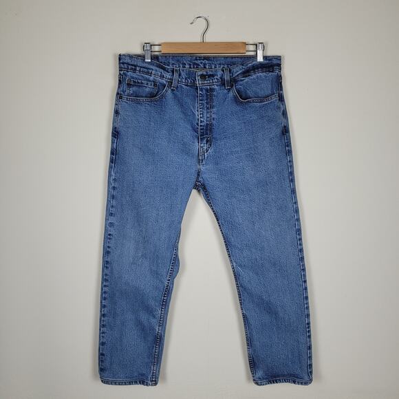 Levi's 505 Jeans 36x30 Blue Denim Regular Fit Stonewash Straight Leg 005051454 - Picture 1 of 11
